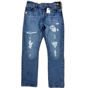NWT $118 Levi's Premium 501 Original 100% Cotton Jeans Distressed Men Size 30x30